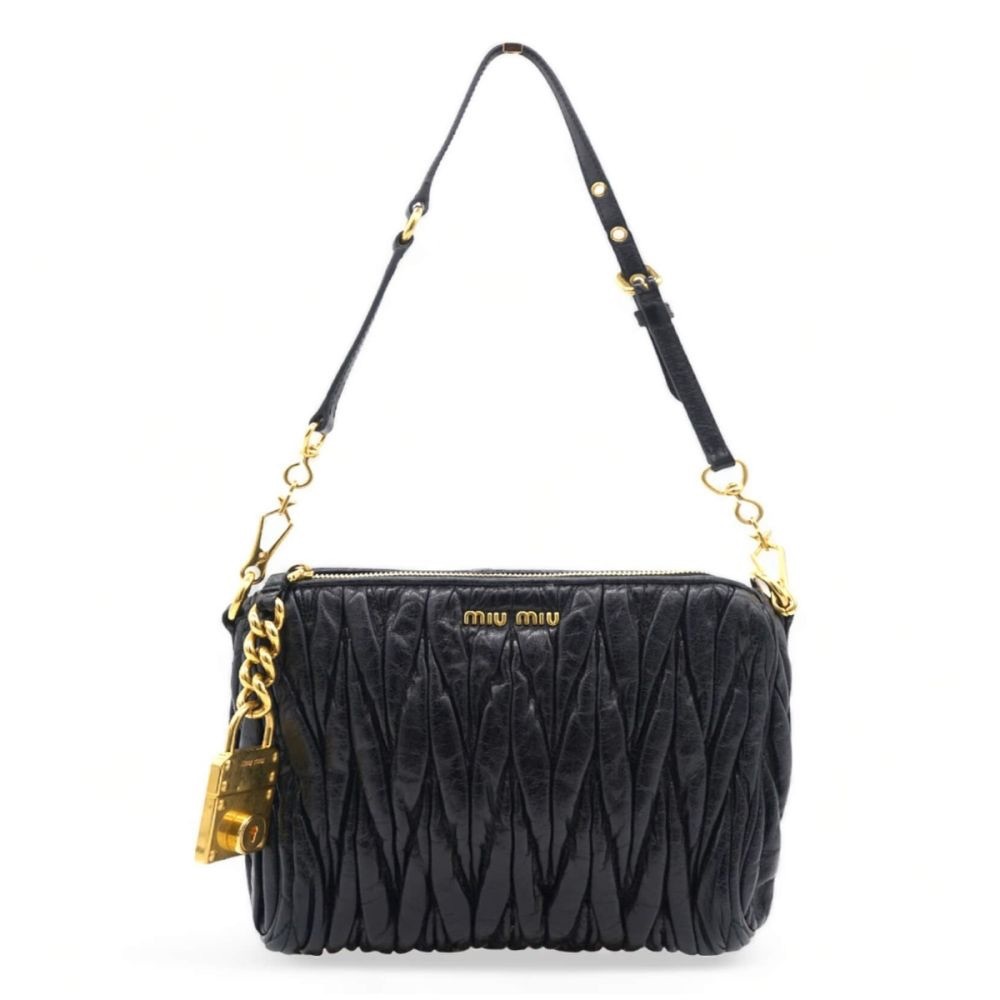 Miu Miu Nappa Matelasse Lux Mini Padlock Shoulder Bag